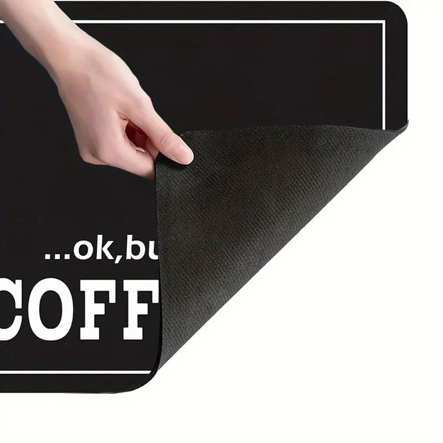 Black Letter Coffee Mat for Countertop