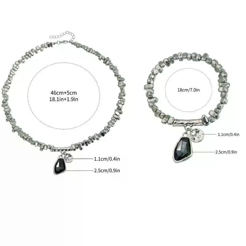 Elegant Crystal Pendant Necklace & Bracelet Set