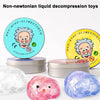 A set of non-newtonian liquid decompression toys including a clear putty in various colors and a storage tin.
