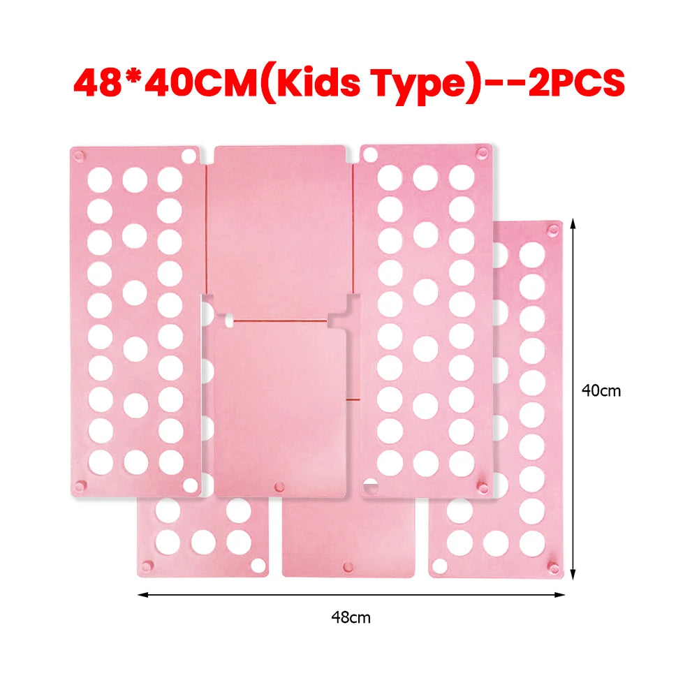 Two pink clothes folding boards for kids type, measuring 48x40cm each.