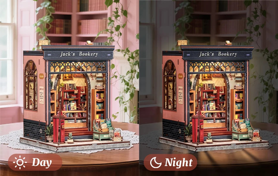 Book Nook DIY Wooden Miniature Kit with LED Lighting