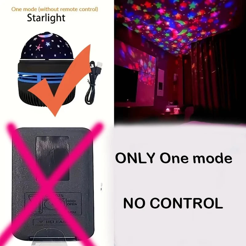 Comparaison d'un mode Starlight avec télécommande et un seul mode sans contrôle pour le projecteur Galaxy Projector Night Li