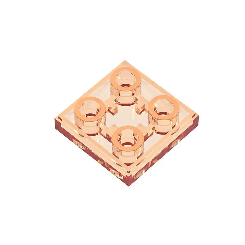 A pack of 2x2 reverse light panels for building blocks, featuring four translucent orange light components.