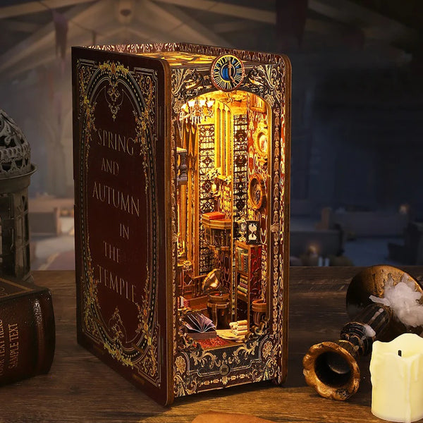DIY Wooden Book Nook Kit with LED Lighting