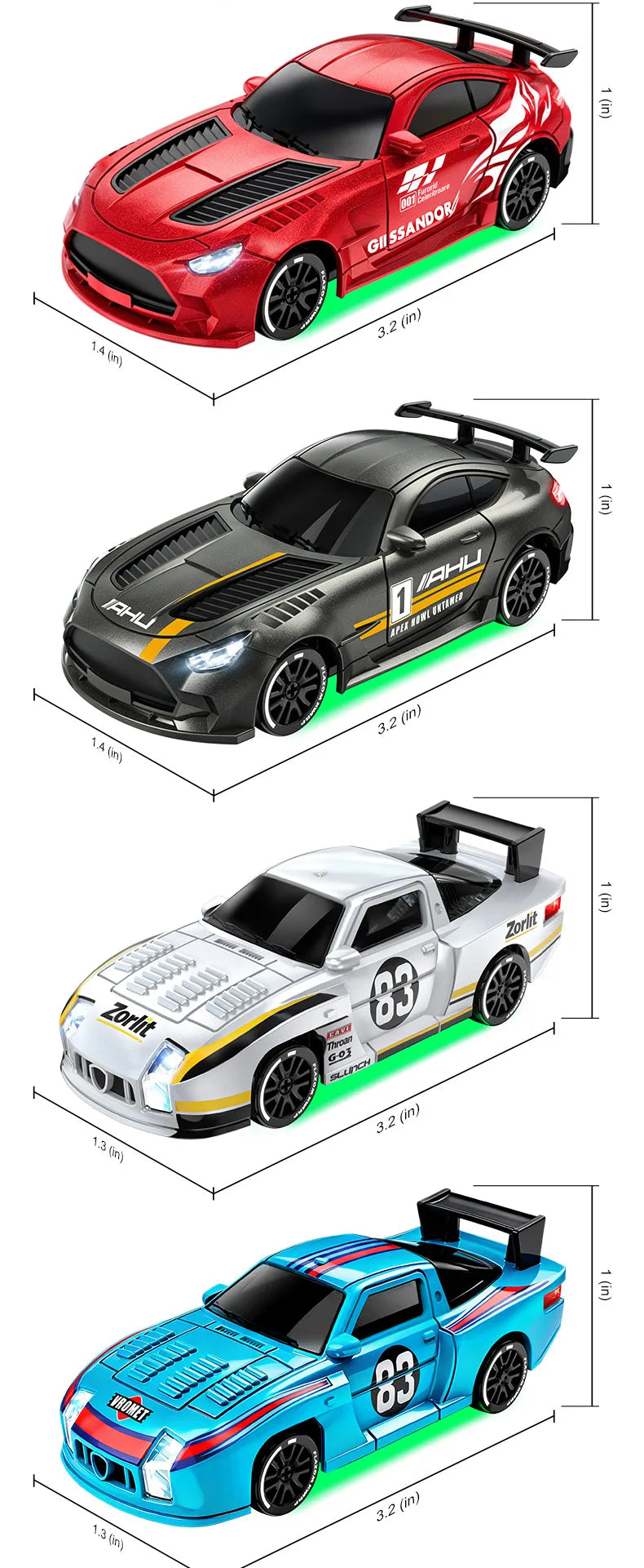 1:64 Scale 4WD Stunt RC Drift Car with Rechargeable Battery