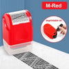 Red ink roller identity protection stamp with confidential text on a clear base