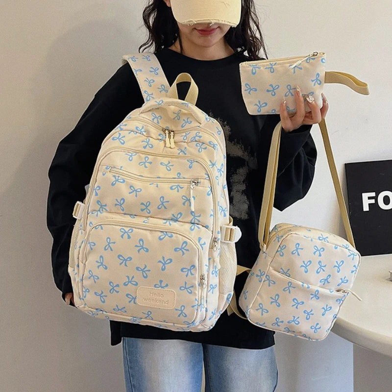 Korean Fashion Bow Print Backpack