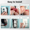 Six steps showing how to easily install red PVC outlet spacers into an electrical receptacle.