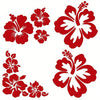 Red hibiscus flower car decal sticker design featuring multiple stylized floral patterns.