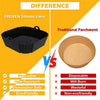 Comparison showing a Froven Silicone Liner versus a Traditional Parchment paper liner for baking or cooking.