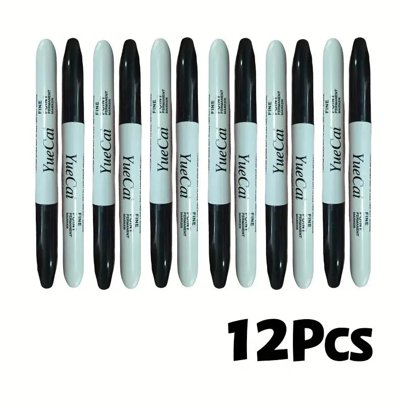 Fine Tip Permanent Markers, Waterproof Quick-Drying Black Ink (Set of 12)