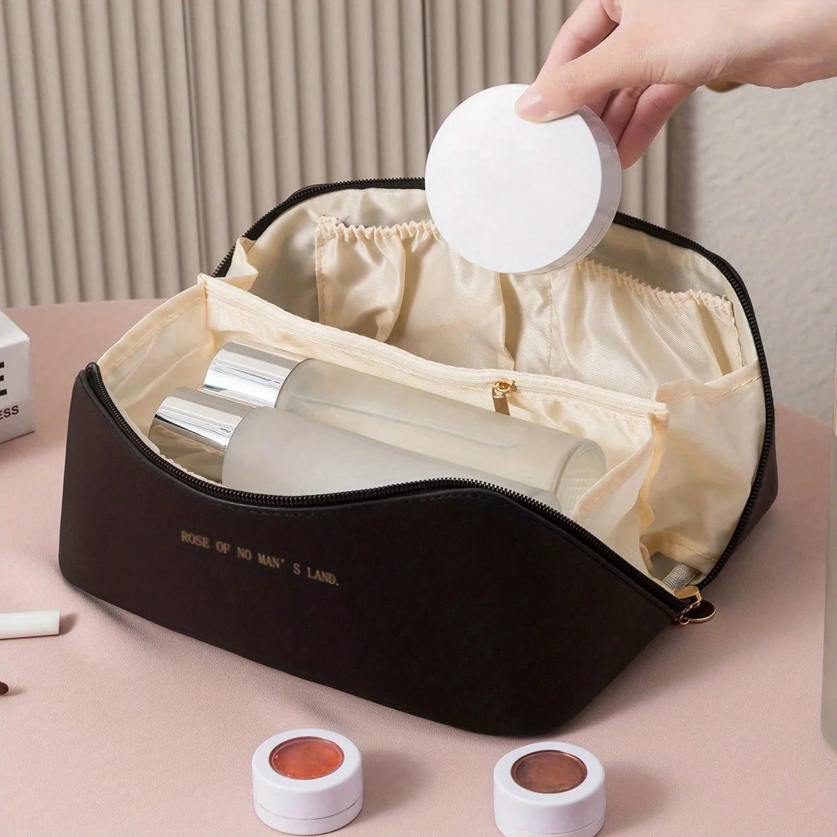 Travel Makeup Organizer Bag with Handle | Cosmetic Storage Case