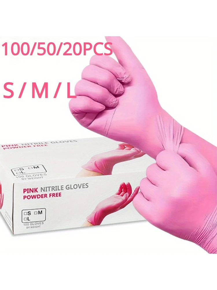 Pink Nitrile Cleaning Gloves for Kitchen, Dishwashing, and More