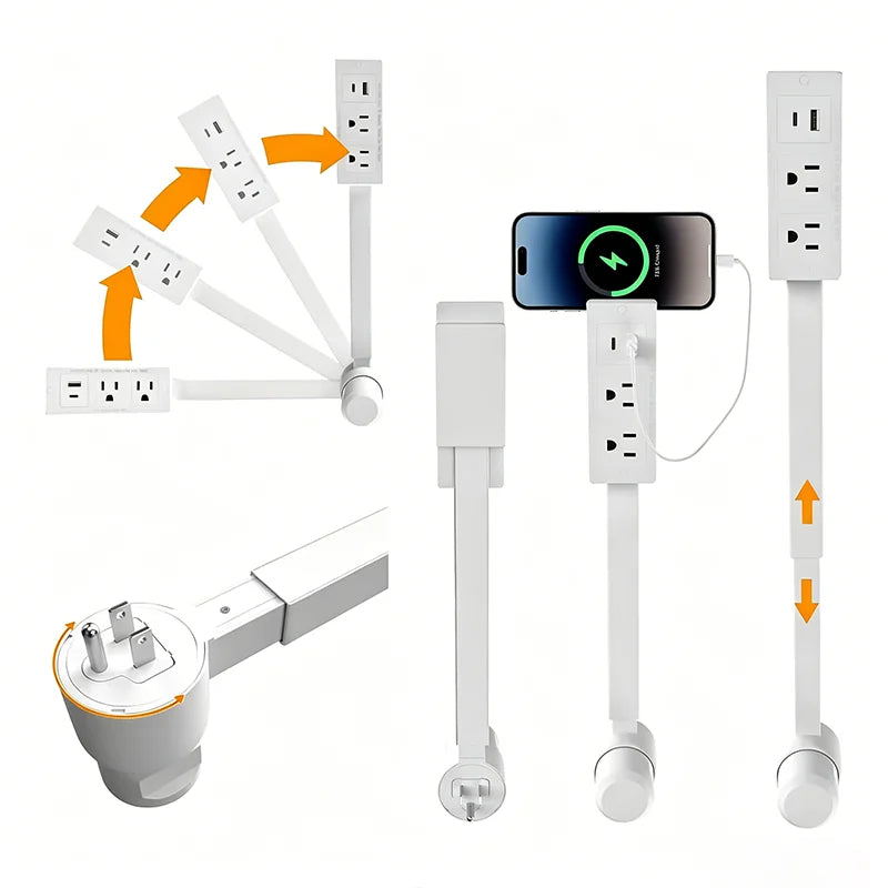 Rotating Wall Outlet Extender with Adjustable Arm