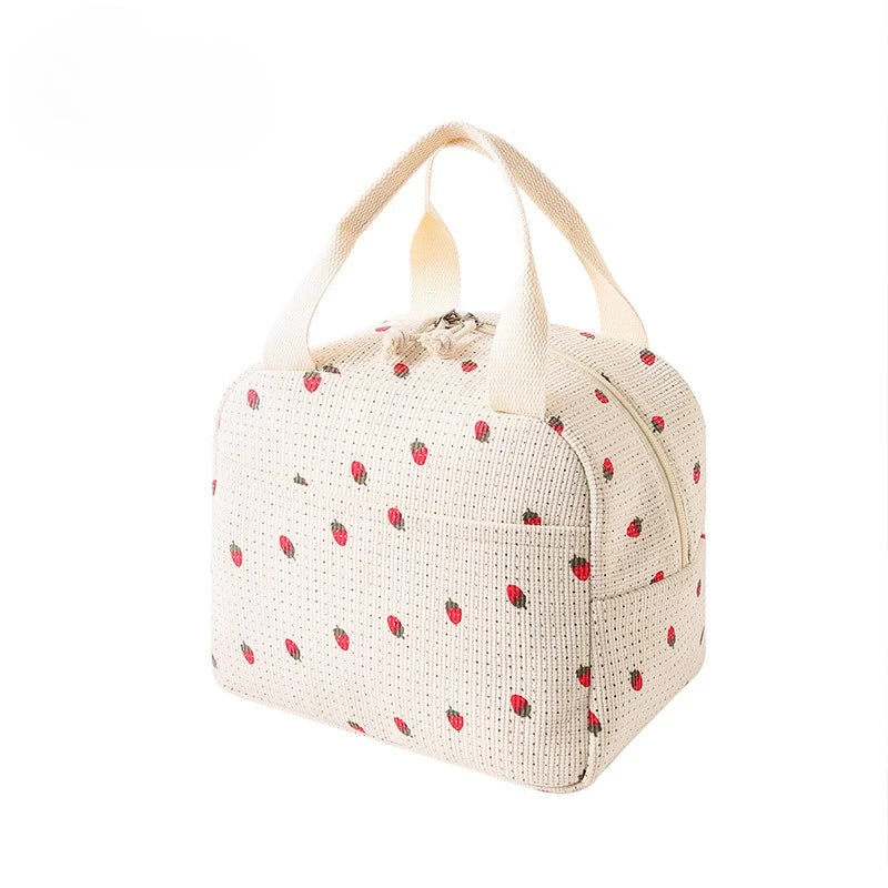 Isolier-Lunchtasche aus Cord mit Blumenmuster