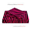 A set of two pillowcases and one duvet cover featuring a bold black and pink zebra stripe pattern.