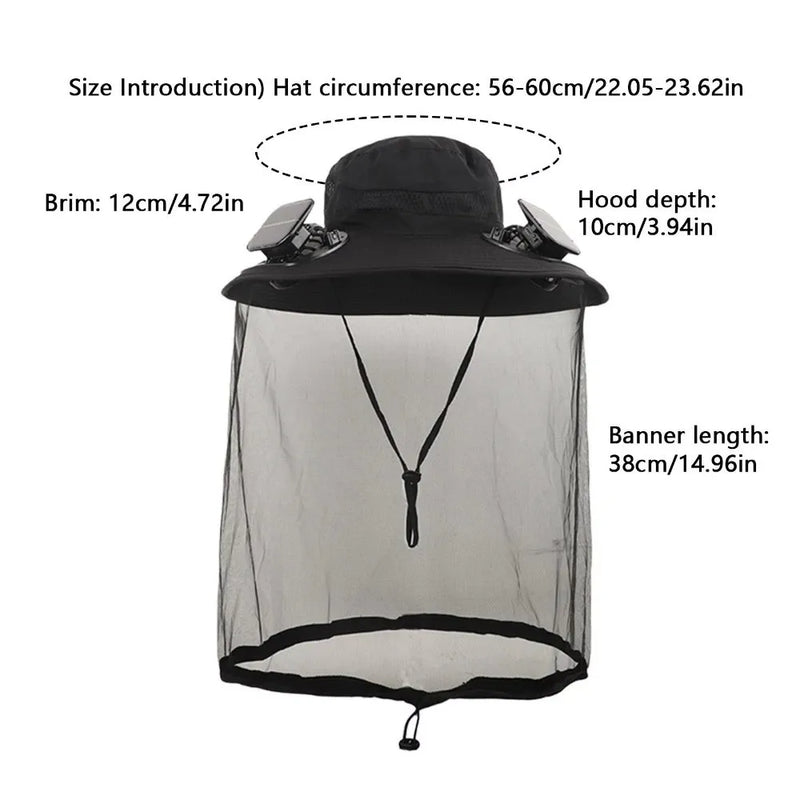 Gorro con ventilador solar y protección solar UPF 50+