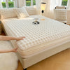 A white luxury faux fur fitted sheet and pillowcase set displayed on a bed with natural light.