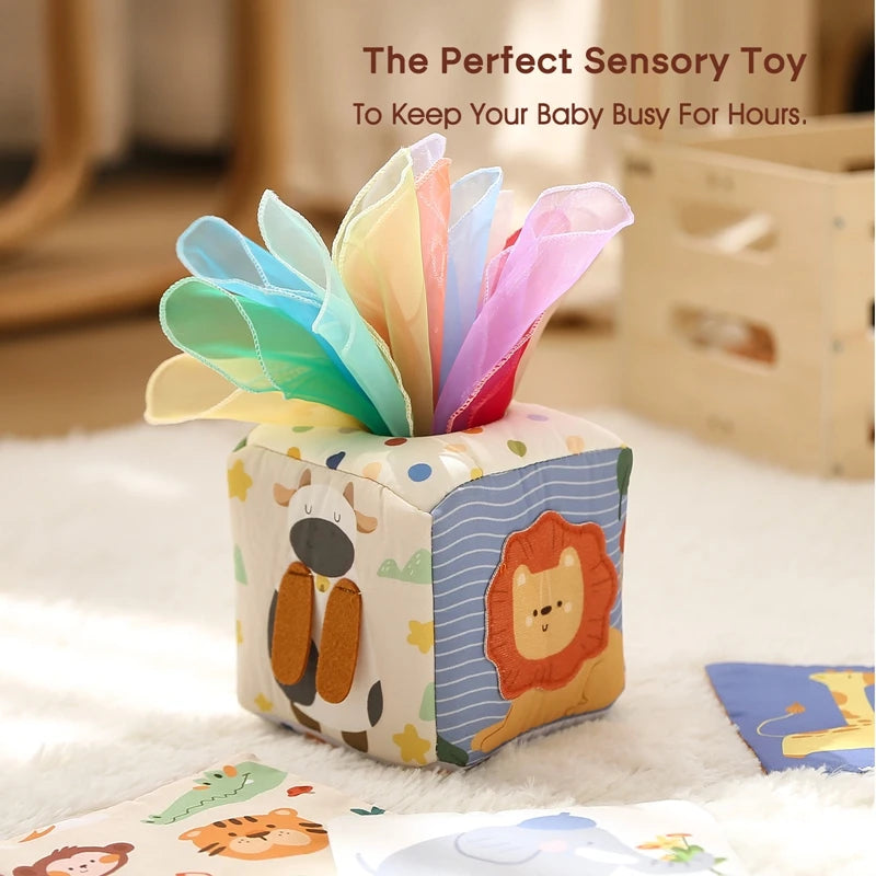 Montessori Sensory Tissue Box Toy with Soft Scarves