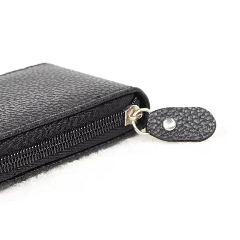 Compact Zippered PU Wallet with Multiple Card Slots