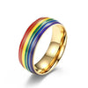 Anillo de Acero Inoxidable con Rayas Arcoíris