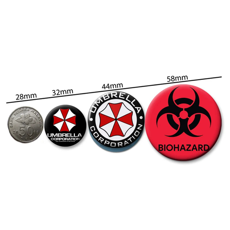 Biohazard Emblem Enamel Pin Set – Vintage Horror-Themed Brooch for Bags, Hats & Jackets