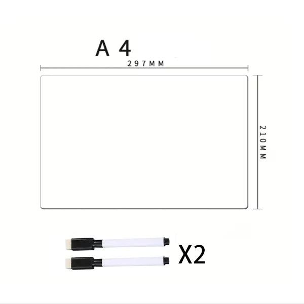 A4 size flexible magnetic dry erase board with dimensions 297mm by 210mm