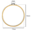 A circular bamboo embroidery hoop with a metal adjustable screw, measuring 18.5cm in diameter.