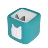 A teal silicone protective cover for a Toniebox 2 with two small openings.