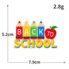 A set of ten back to school iron-on patches featuring pencils and the words BACK TO SCHOOL.