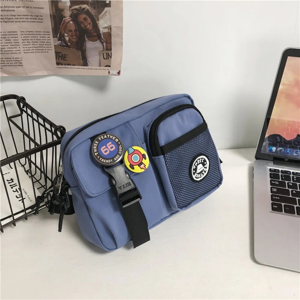 Urban Canvas Crossbody Bag with Zipper Pouch