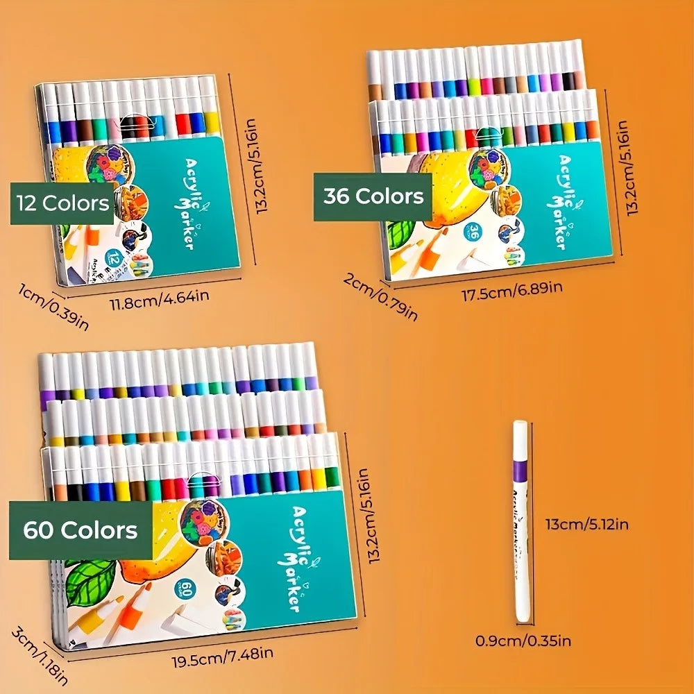 Acrylic Paint Markers Set with Fine Tip – Waterproof & Permanent for Art and DIY