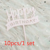 Gold Acrylic Happy Birthday Cake Toppers (Set of 10)