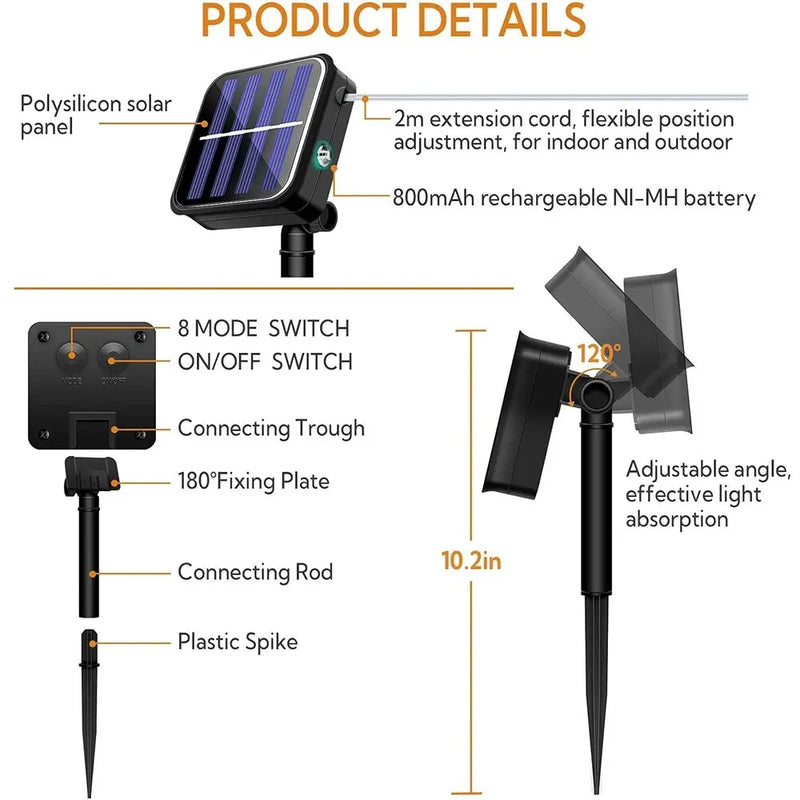 8-Mode Solar String Lights - Waterproof Outdoor LED Fairy Lights for Garden & Patio