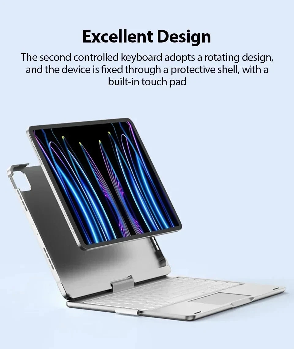 Backlit 360° Rotatable Keyboard Case for iPad with Pencil Holder