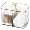 3-Section Clear Bathroom Organizer with Cotton Swab, Pad & Ball Dispenser