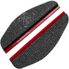 A pair of black rhinestone car rearview mirror rain guards with red trim.
