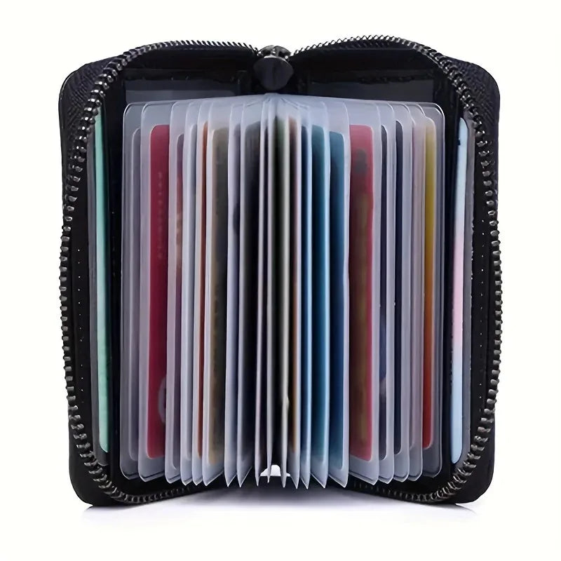 Slim RFID Blocking Card Holder Wallet with Zipper Coin Pocket