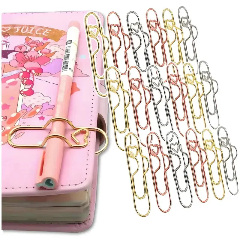 Heart-Shaped Metal Pen Clips for Notebooks and Journals