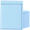 A stack of light blue bubble mailers, a 100 pack of padded self-seal shipping envelopes.