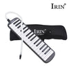 A white 32-key Melodica instrument with a black case and mouthpiece is shown.