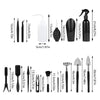A collection of gardening tools including tweezers, nippers, and various small hand tools for succulent and bonsai care.