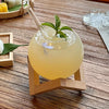 Verre à Cocktail Sphérique en Verre avec Base en Bois