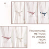 Two sets of pearl and rope curtain tie-backs in pink and blue colors shown against a white background.