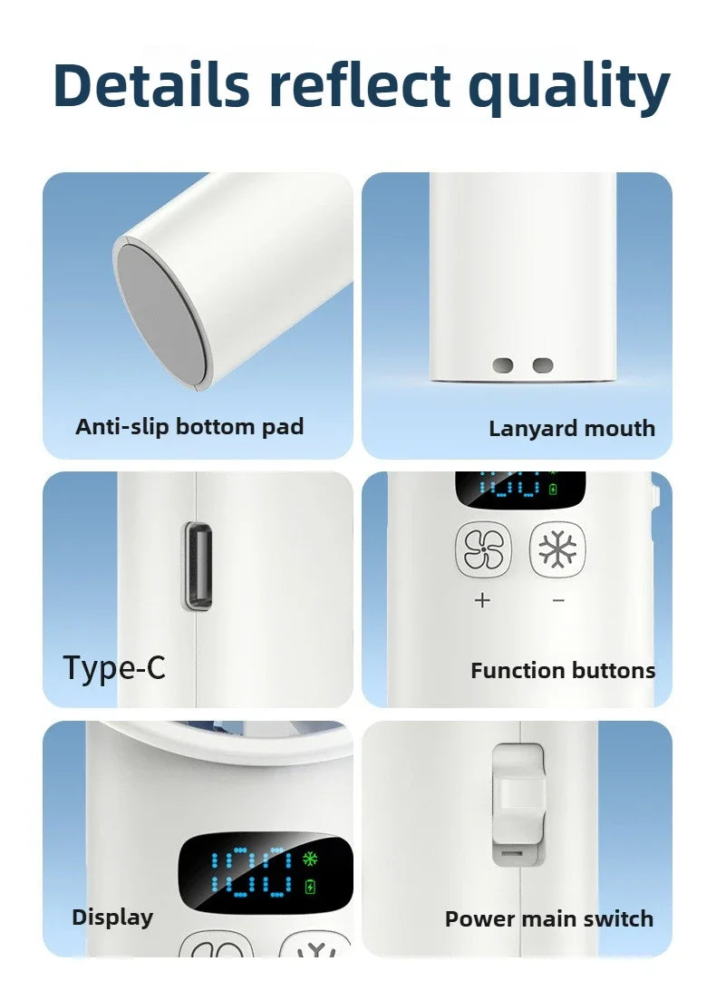 Portable High-Speed Rechargeable Handheld Fan with LED Display