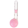A pink adjustable circular paper cutter with a clear ruler and interchangeable blades.