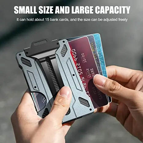 Slim Aluminum RFID Blocking Wallet with ID Window and Money Clip
