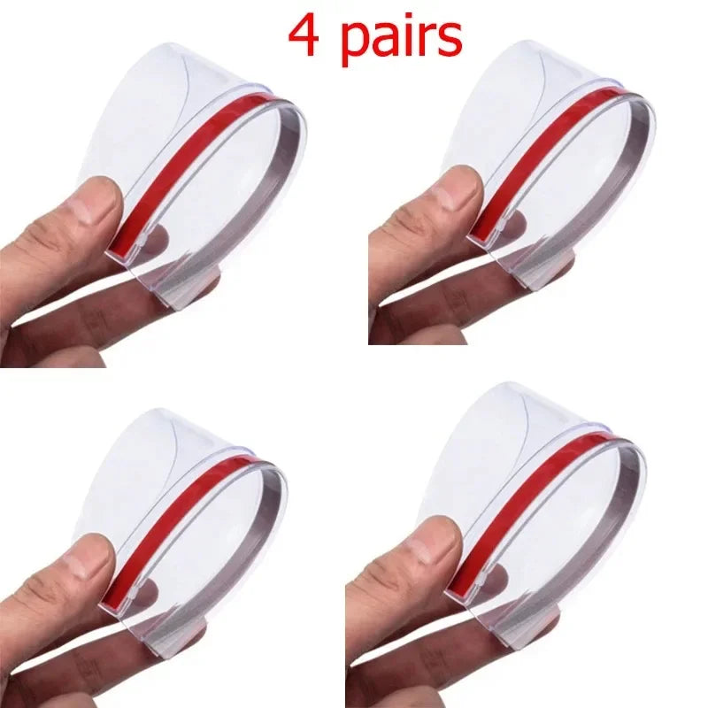 Four pairs of clear plastic rain and sun visors for car side mirrors