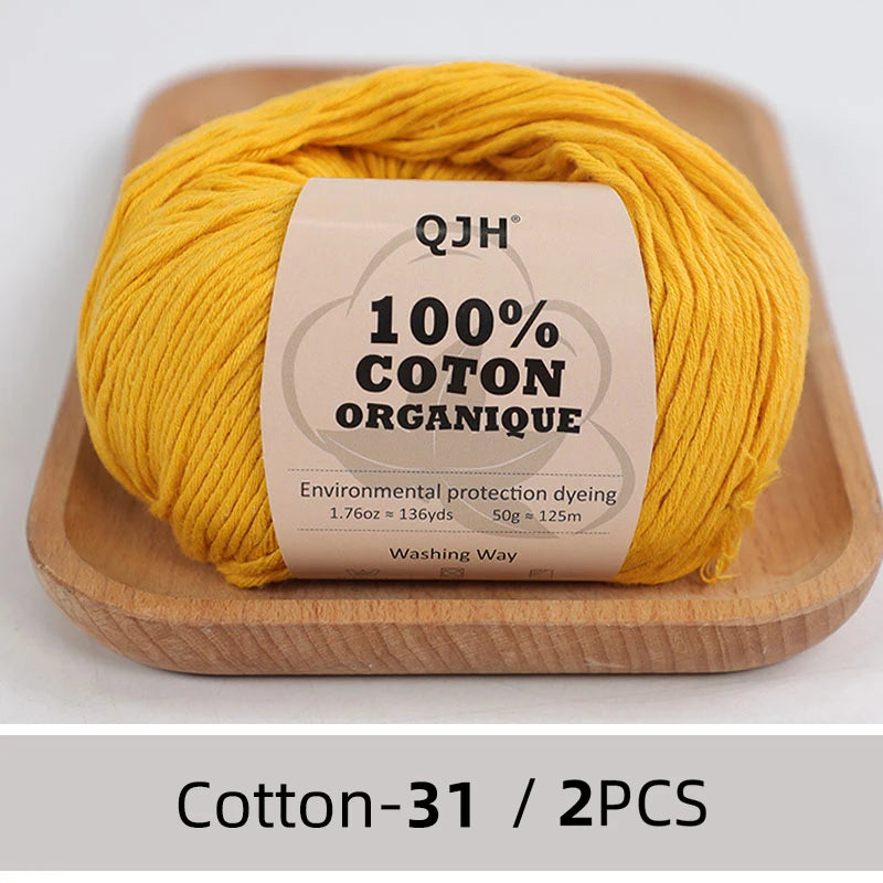 100% Organic Cotton Yarn for Knitting and Crocheting (2-Pack)
