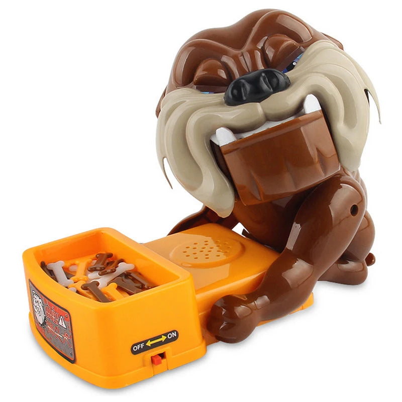 A plastic figurine of a pirate character with a brown beard and hat sitting on an orange electronic game board.